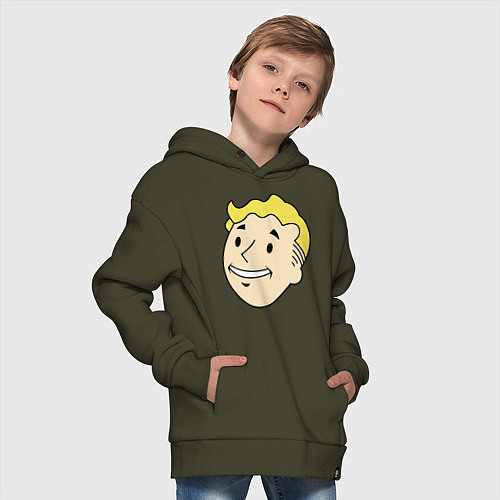 Детское худи оверсайз Vault boy head / Хаки – фото 4