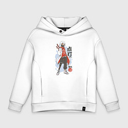 Толстовка оверсайз детская Аниме киборг самурай, цвет: белый