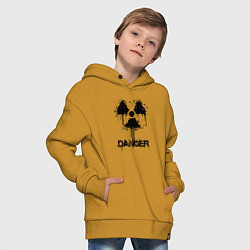 Толстовка оверсайз детская Danger radiation symbol, цвет: горчичный — фото 2