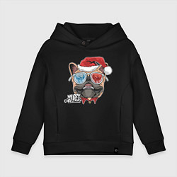 Детское худи оверсайз Pug christmas