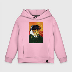 Детское худи оверсайз Кот Ван Гога портрет с отрезанным ухом - пародия