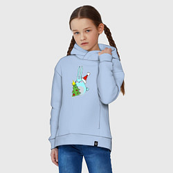 Толстовка оверсайз детская Кролик с елкой, цвет: мягкое небо — фото 2