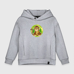 Толстовка оверсайз детская Мультяшная обезьяна с бананом, цвет: меланж