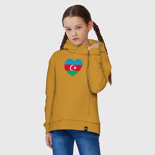 Детское худи оверсайз Сердце Азербайджана / Горчичный – фото 3