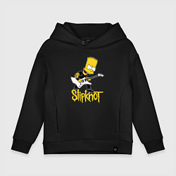 Толстовка оверсайз детская Slipknot Барт Симпсон рокер, цвет: черный