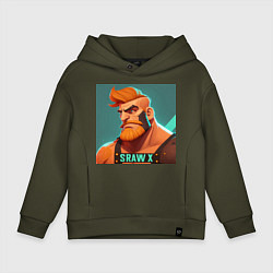 Толстовка оверсайз детская Рыжий хулиган, цвет: хаки