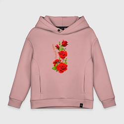 Толстовка оверсайз детская Прекрасная Дарина - букет из роз, цвет: пыльно-розовый