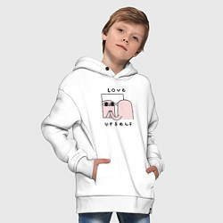 Толстовка оверсайз детская Ketnipz - love urself, цвет: белый — фото 2