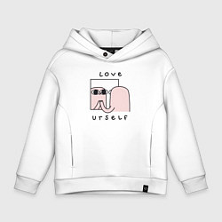 Толстовка оверсайз детская Ketnipz - love urself, цвет: белый