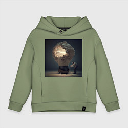 Толстовка оверсайз детская Запертый свет, цвет: авокадо