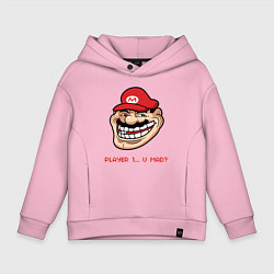 Толстовка оверсайз детская Mario player 1, цвет: светло-розовый