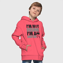 Толстовка оверсайз детская Я не пьяный, я дрифтер, цвет: коралловый — фото 2