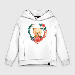 Толстовка оверсайз детская Желтый мишка, цвет: белый