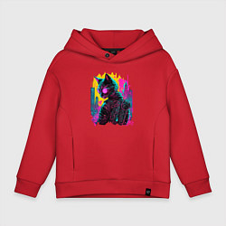 Детское худи оверсайз Киберпанк кот в очках