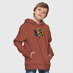 Толстовка оверсайз детская Кубик-рубик, цвет: кирпичный — фото 2