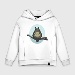 Толстовка оверсайз детская Тоторо на ветке, цвет: белый