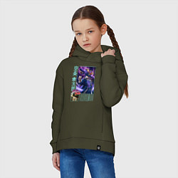 Толстовка оверсайз детская Джотаро и стар платинум, цвет: хаки — фото 2