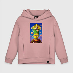 Толстовка оверсайз детская Bart Simpson - neural network - fantasy - art, цвет: пыльно-розовый