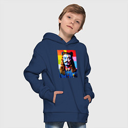 Толстовка оверсайз детская Salvador Dali and neural network, цвет: тёмно-синий — фото 2