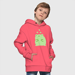 Толстовка оверсайз детская Лягушка Kawaii, цвет: коралловый — фото 2