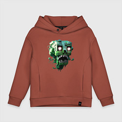 Толстовка оверсайз детская Голова робота в пикселях, цвет: кирпичный