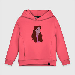 Толстовка оверсайз детская Девушка с рыжими волосами, цвет: коралловый
