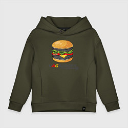 Толстовка оверсайз детская VAGburger tyres, цвет: хаки