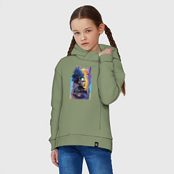 Толстовка оверсайз детская Cyberpunk - fantasy - nice girl, цвет: авокадо — фото 2