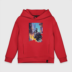Толстовка оверсайз детская Cyberpunk - fantasy, цвет: красный