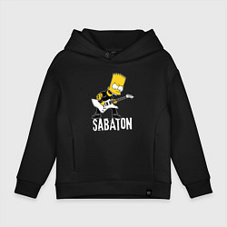 Толстовка оверсайз детская Sabaton Барт Симпсон рокер, цвет: черный
