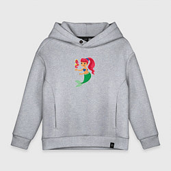 Толстовка оверсайз детская Русалочка с морским коньком, цвет: меланж