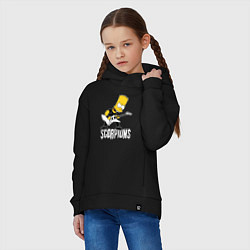 Толстовка оверсайз детская Scorpions Барт Симпсон рокер, цвет: черный — фото 2
