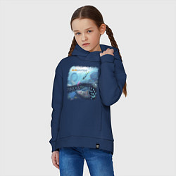 Толстовка оверсайз детская Subnautica - подводный мир, цвет: тёмно-синий — фото 2