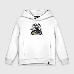 Толстовка оверсайз детская Мотогонки мотоциклист, цвет: белый