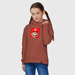 Толстовка оверсайз детская Марио лого, цвет: кирпичный — фото 2