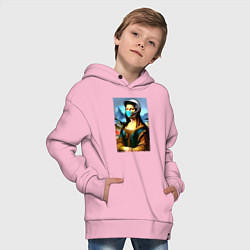 Толстовка оверсайз детская Mona Lisa - cyberpunk - neural network, цвет: светло-розовый — фото 2
