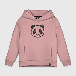 Толстовка оверсайз детская Панда аниме, цвет: пыльно-розовый