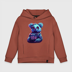 Детское худи оверсайз Техно-коала в неоновом свете