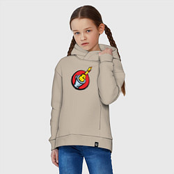 Толстовка оверсайз детская Chicken gun логотип, цвет: миндальный — фото 2