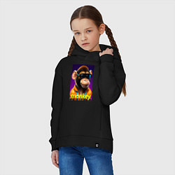 Толстовка оверсайз детская Обезьяна хипстер, цвет: черный — фото 2