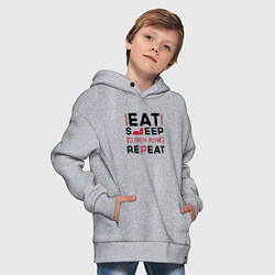 Толстовка оверсайз детская Надпись: eat sleep Elden Ring repeat, цвет: меланж — фото 2