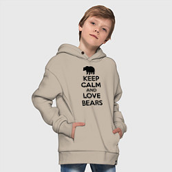 Толстовка оверсайз детская Keep Calm & Love Bears, цвет: миндальный — фото 2