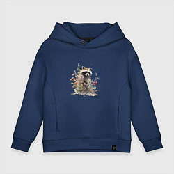 Детское худи оверсайз Акварельный милый енот