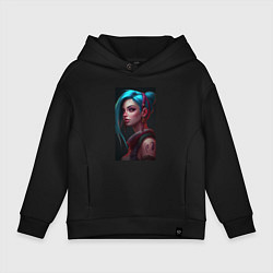 Толстовка оверсайз детская Jinx art Arcane League of Legends, цвет: черный