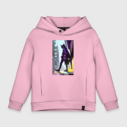 Детское худи оверсайз Чёрный котяра на своём районе - Бронкс