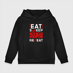 Толстовка оверсайз детская Надпись eat sleep Red Dead Redemption repeat, цвет: черный