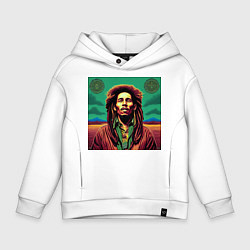 Толстовка оверсайз детская Digital Art Bob Marley in the field, цвет: белый