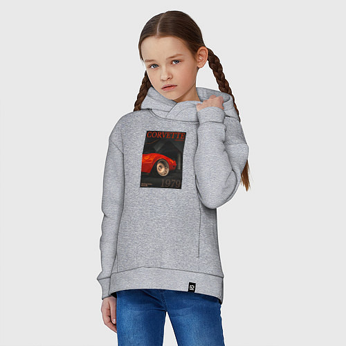Детское худи оверсайз Обложка журнала Chevrolet Corvette C3 / Меланж – фото 3