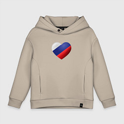 Детское худи оверсайз Флаг России в сердце
