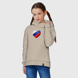 Толстовка оверсайз детская Флаг России в сердце, цвет: миндальный — фото 2